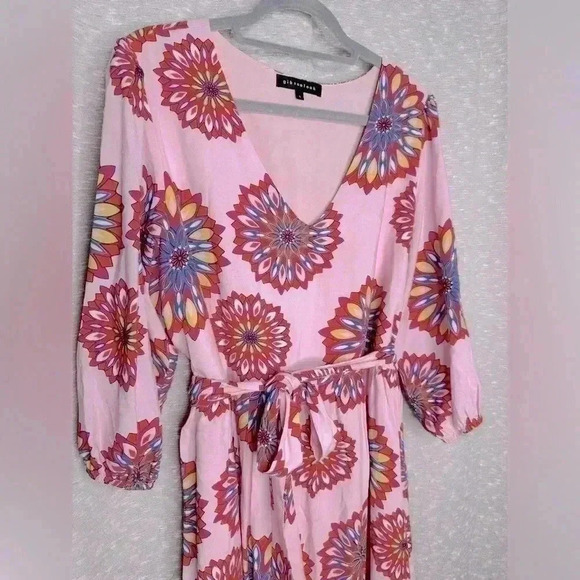 Gibson Look Casual V Neck 3/4 Sleeve 100% Rayon Midi Dress Lined Size L - Picture 3 of 8
